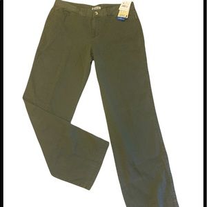 Columbia Women's Size 14 Regular Everyday Chino Pants Peatmoss Green 100% Cotton